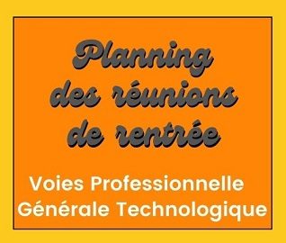 Planning des réunions de rentrée